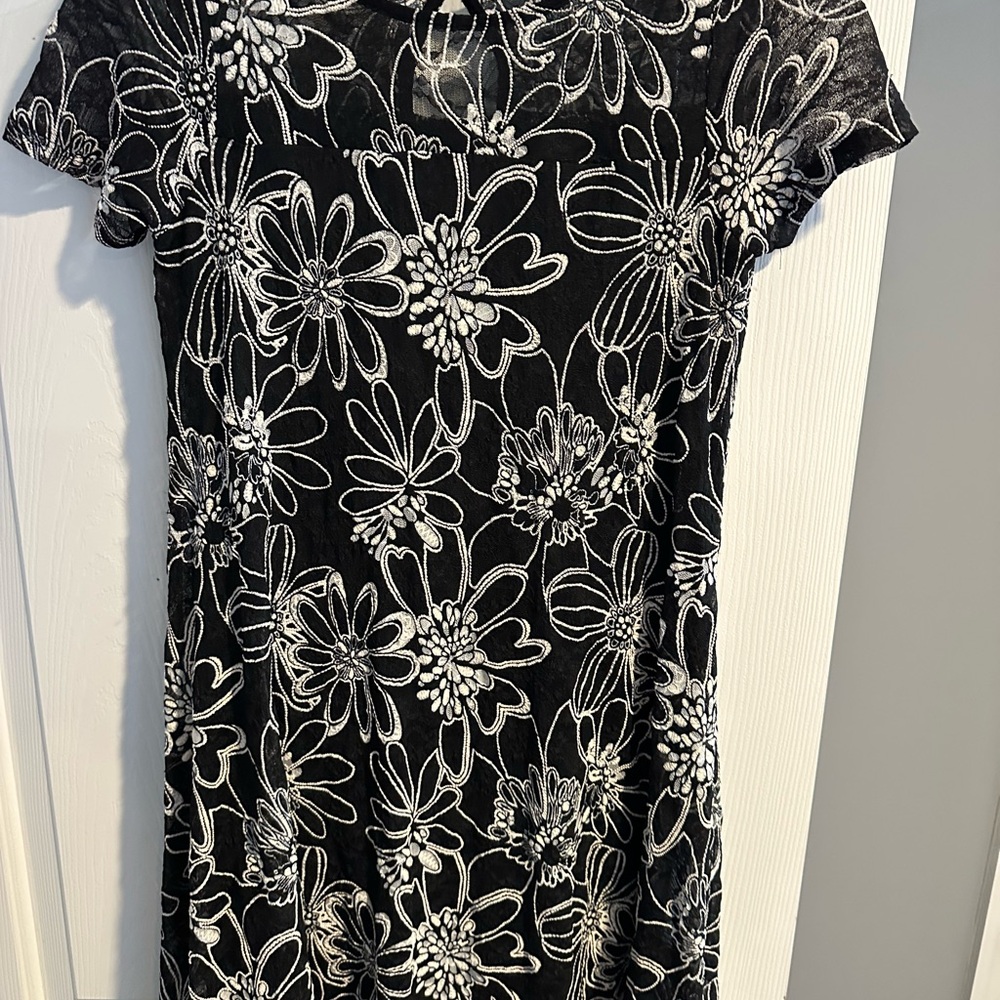 Roz & Ali Floral Black and White Dress